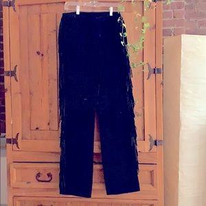 Vintage Cache fringed suedes black pants